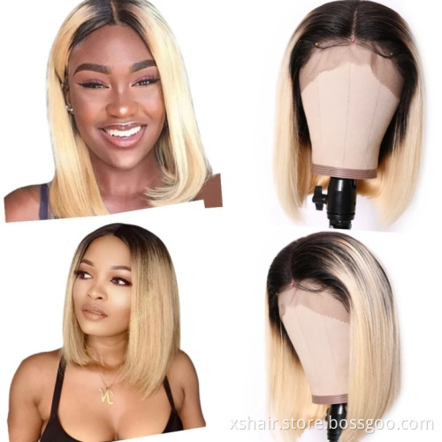 100% Human Hair 1b 613 13*6 Frontal Straight Human Hair Wig,  1b 613 Frontal Lace Front Wig Human Hair